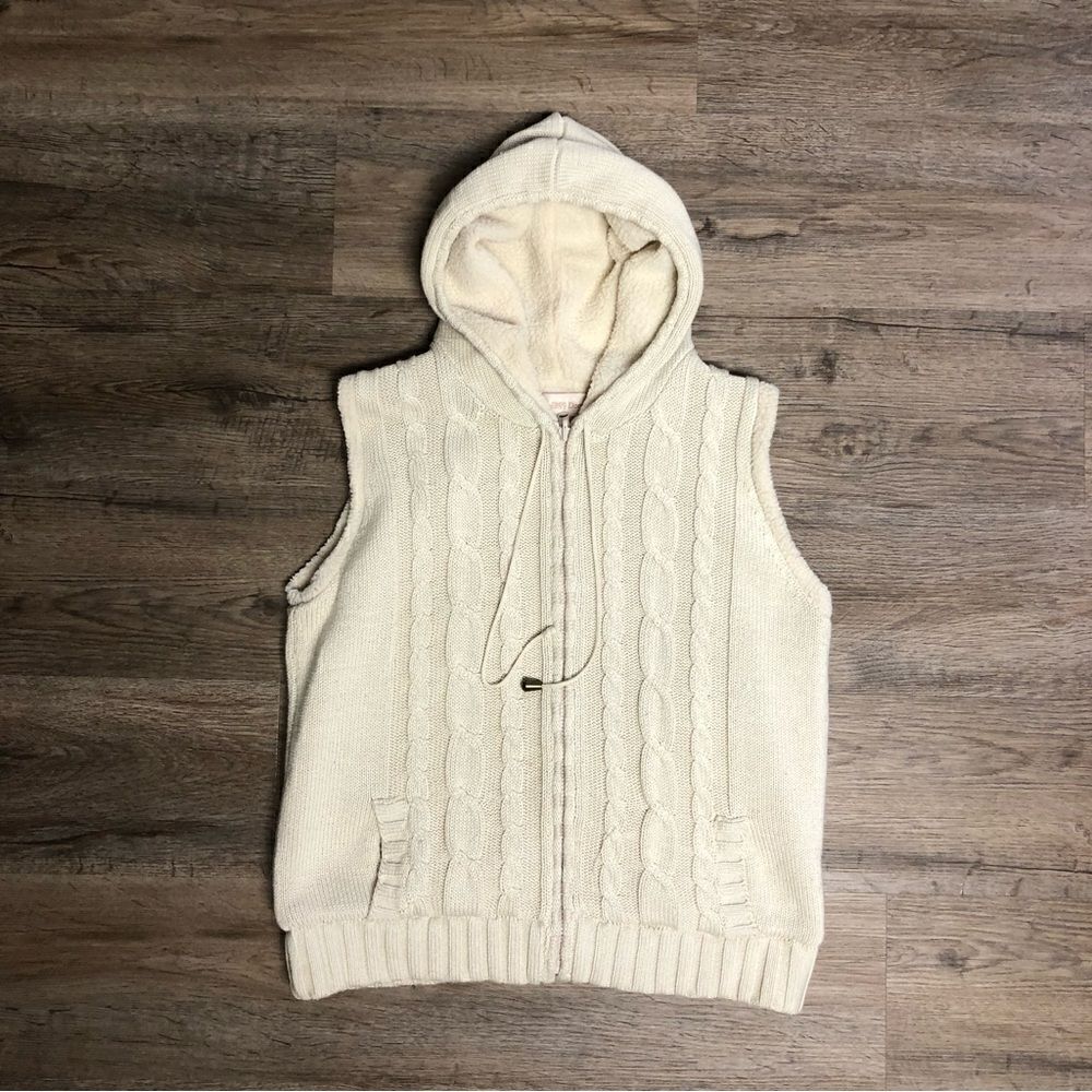 Women’s Country Door Cream Cable Knit Sweater Vest Size L